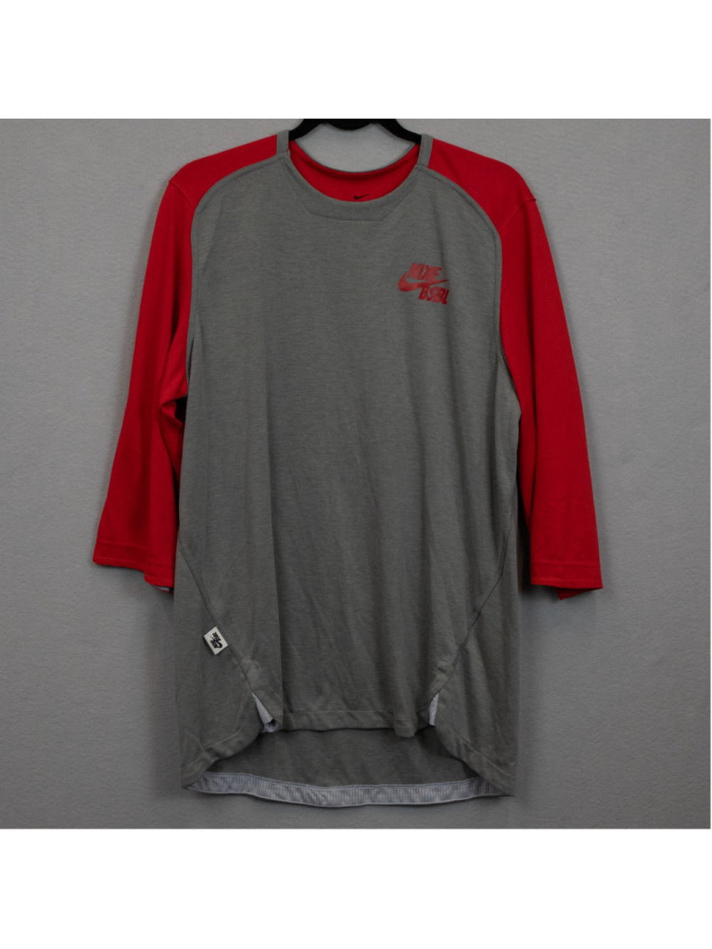 Nike Dri Fit BSBL grey red 3/4 sleeve performance shirt-M